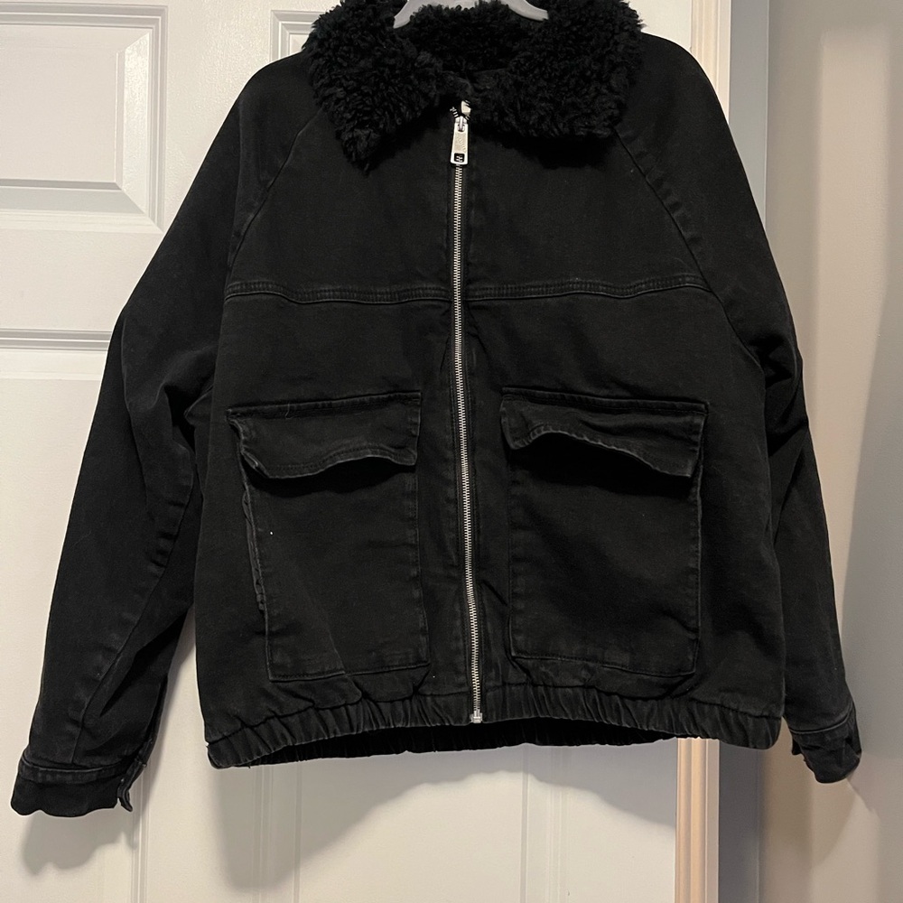 Black Jacket with Shearling Collar